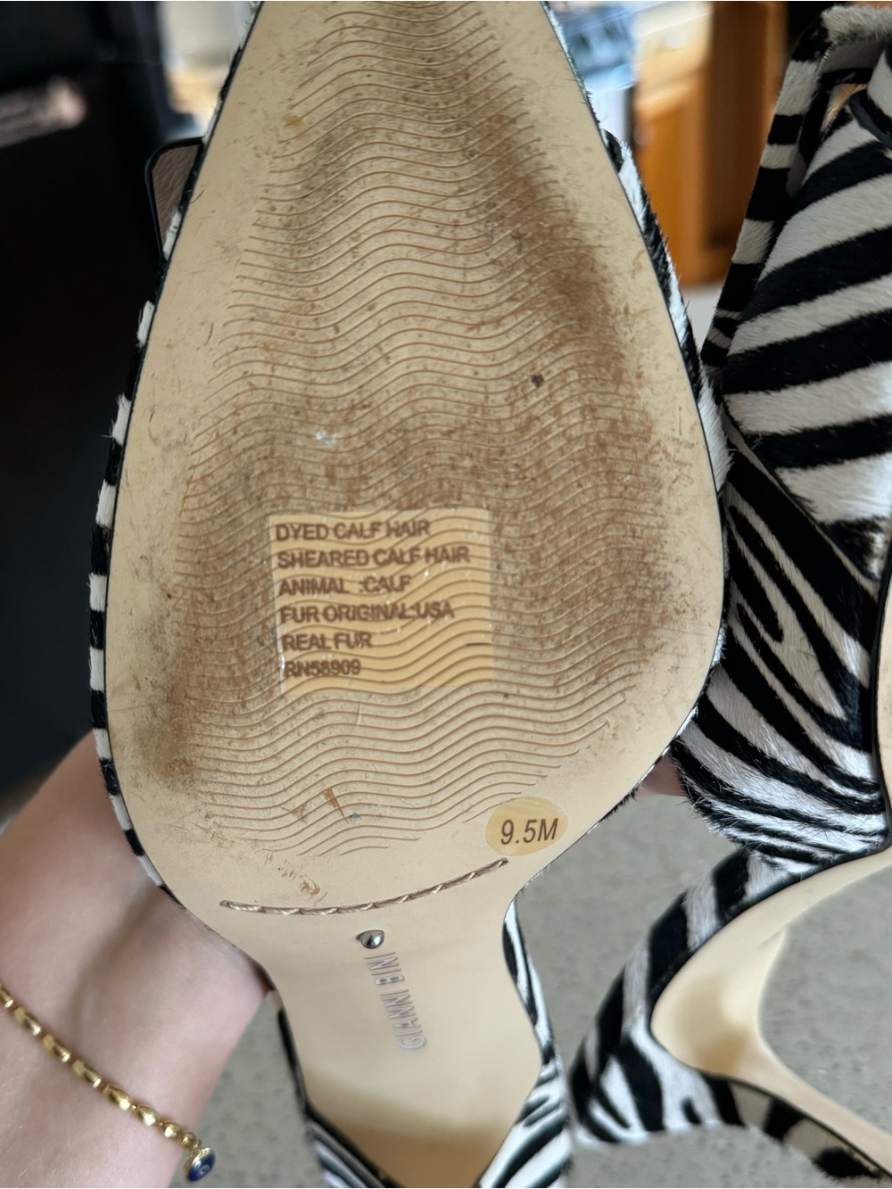 Gianni Bini Calf Hair Zebra Print Mule Herls - Picture 2 of 6
